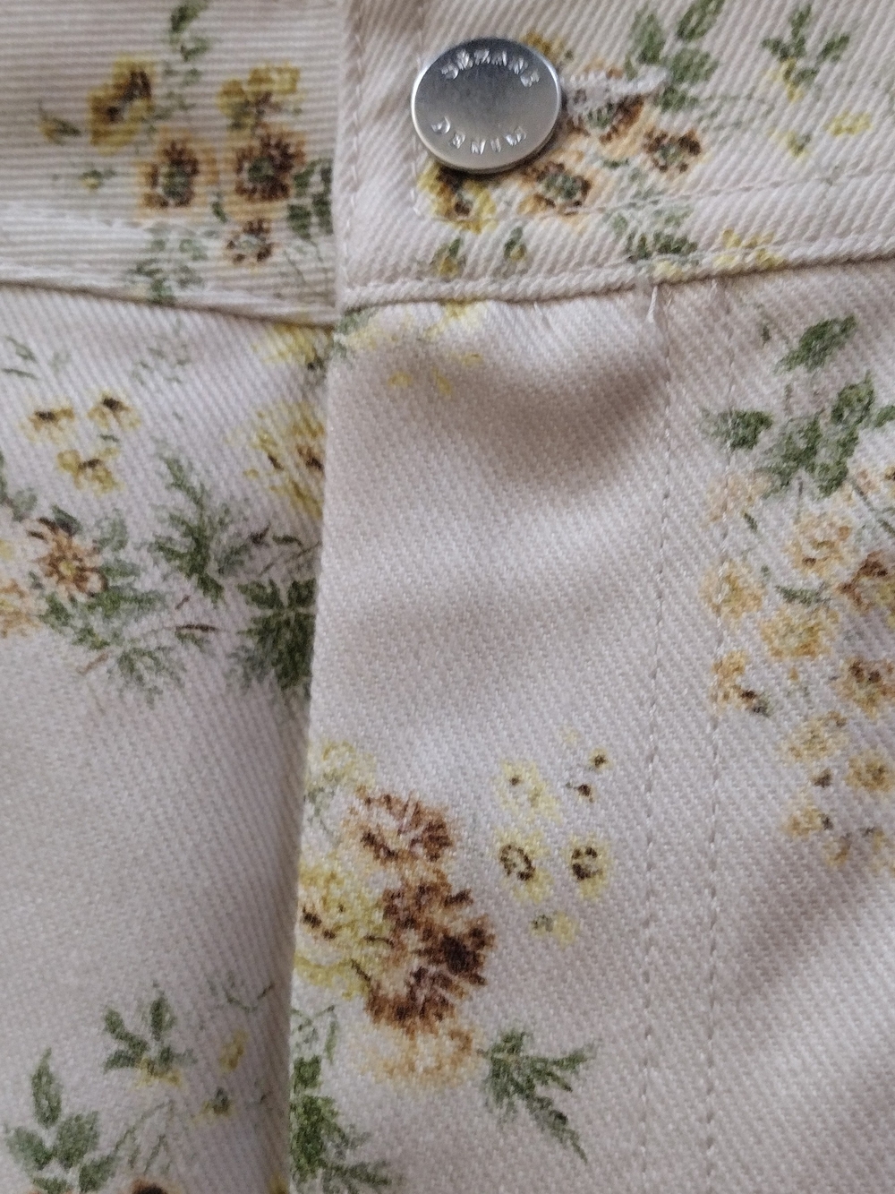 Sezane Cream Floral Ankle Crop Jeans - Picture 4 of 10